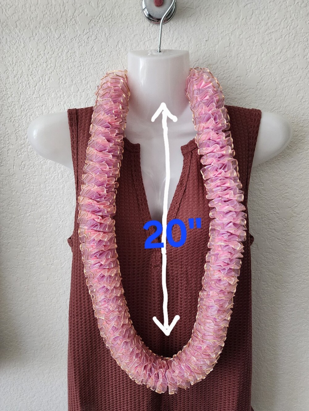 Handmade Pink Ruffled Lei Necklace - Women's Accessory
